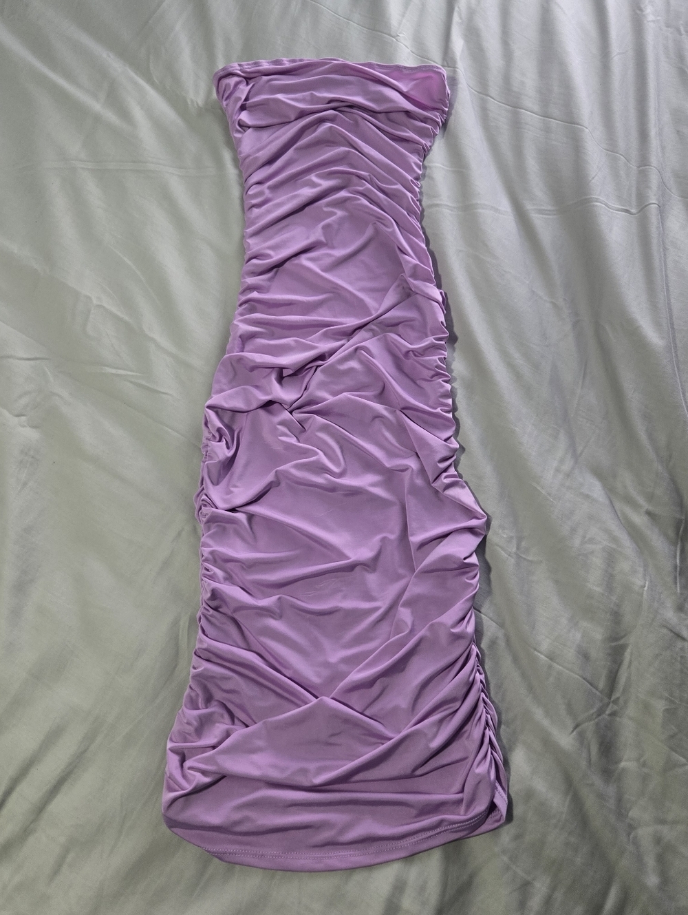 Lilac Ruched Tube Dress